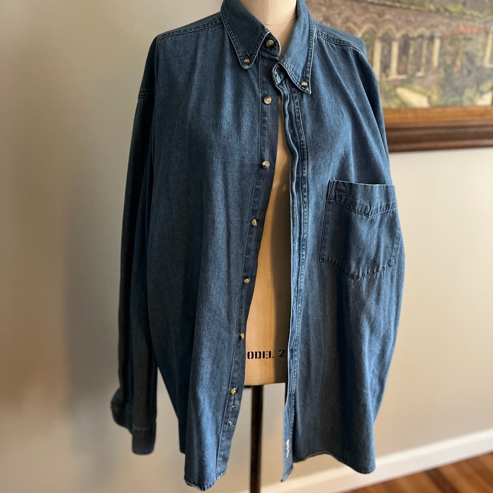 Vintage Cactus Clothing Blue Denim Button Down Men’s Long Sleeve Size XXL